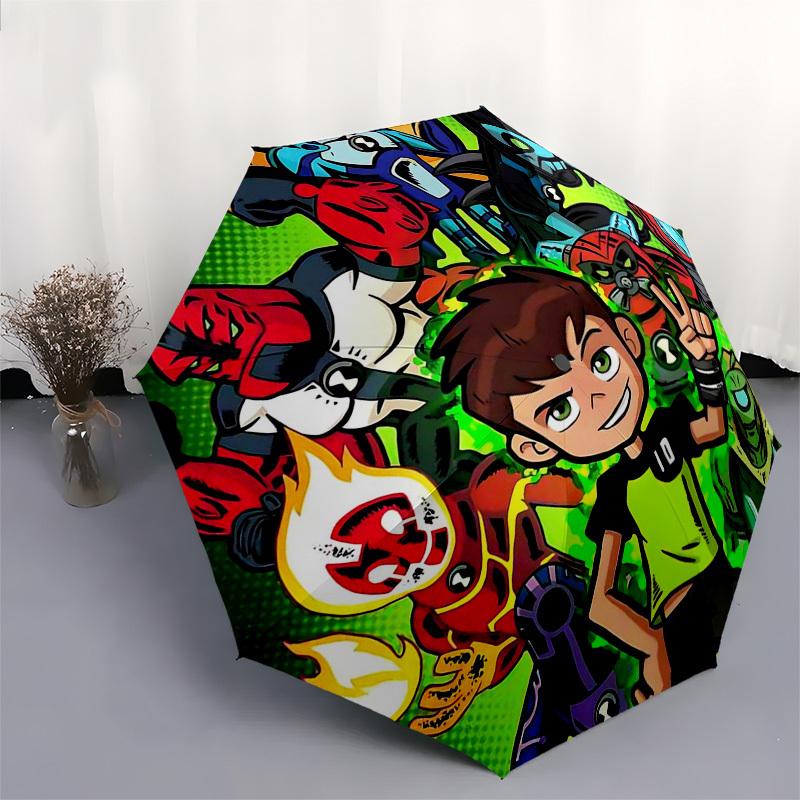 1pc Ben 10 Alien Force Umbrella - Automatic Opening & Closing, Portable 3-Fold Design, 8-Rib Iron Frame Outdoor Umbrella, Ideal Gift for Fans, Travele