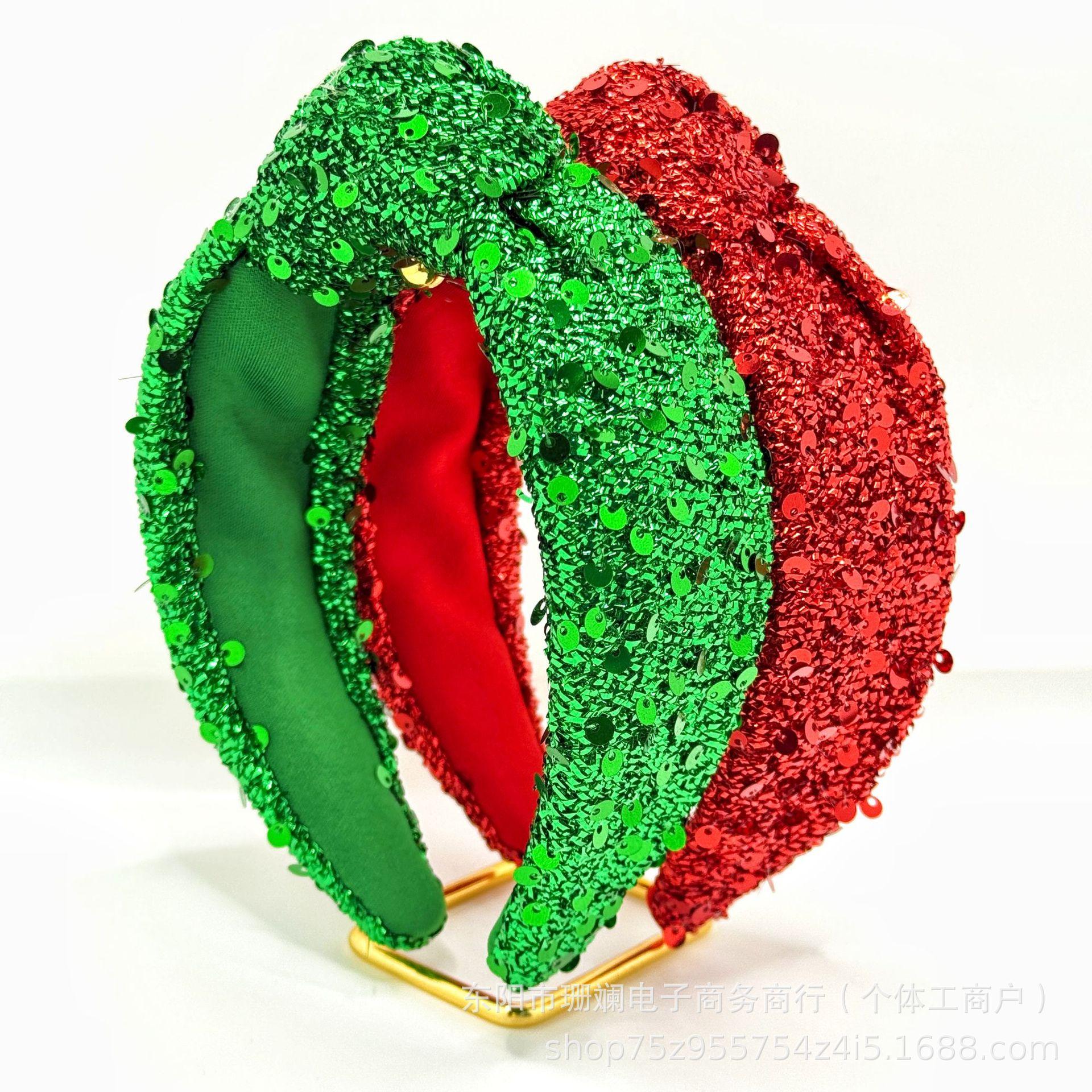 

Retro Sequin Knotted Headband: Shiny Christmas Fashion Hair Accessory червоний