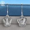 Gioielli con orecchini pendenti in zirconi AAA con corona in argento sterling 925