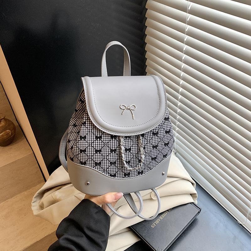 

Fashion bow simple versatile backpack bag women s summer new large-capacity commuter bucket bag срібний