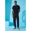 Kurzärmliges Herren-Pyjama-Set mit Dogg-Print in Schwarz