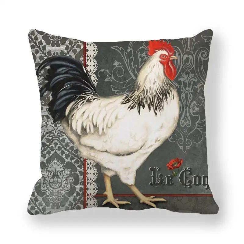 Hen and Rooster Print Pillowcase Office Living Room Car Ornaments Home Pillowcase
