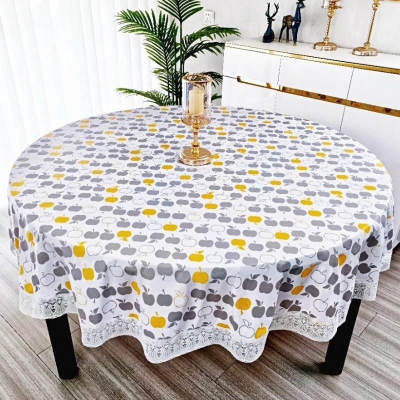 Round Tablecloth Pvc Waterproof Oilproof Dustproof For Home Kitchen Dinner Party Use