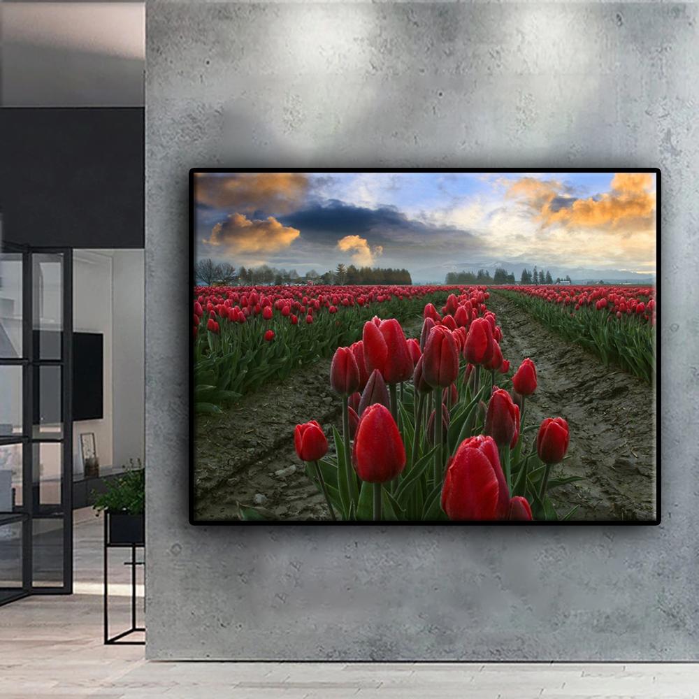 5D fai da te fiori tulipani punto croce strass disegno diamante ricamo mosaico arredamento casa