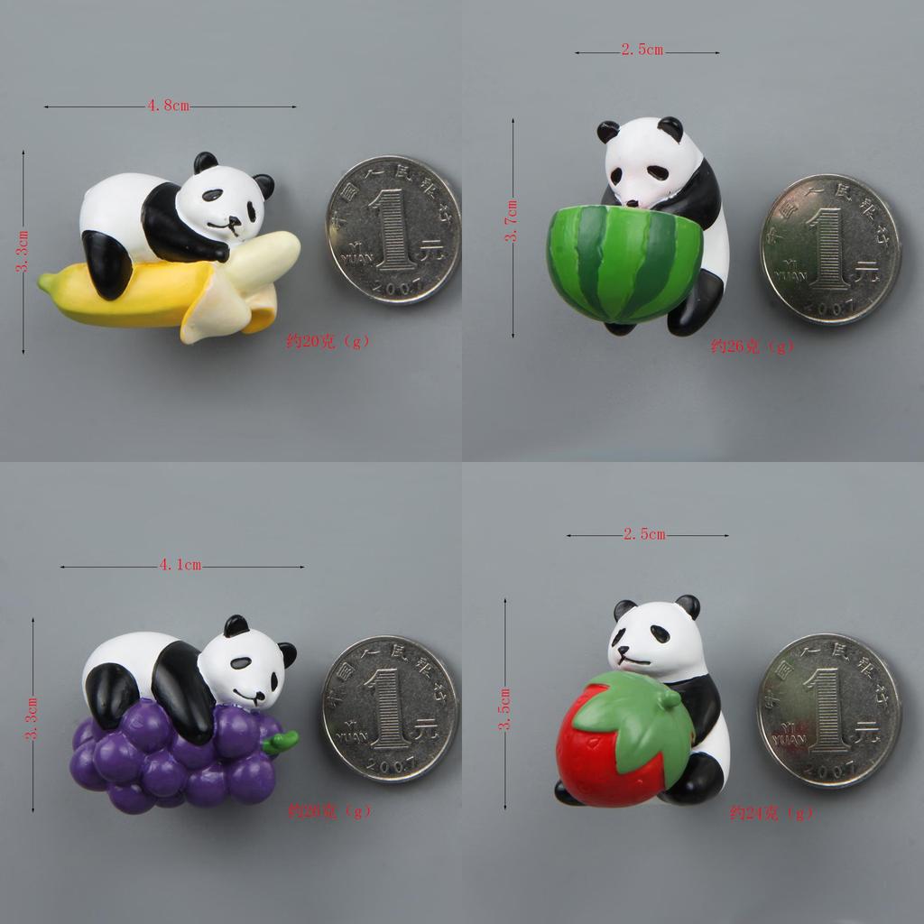 Creative Fruit Panda Refrigerator Magnets Set With Resin Materials For Kitchen Decor And Gifts