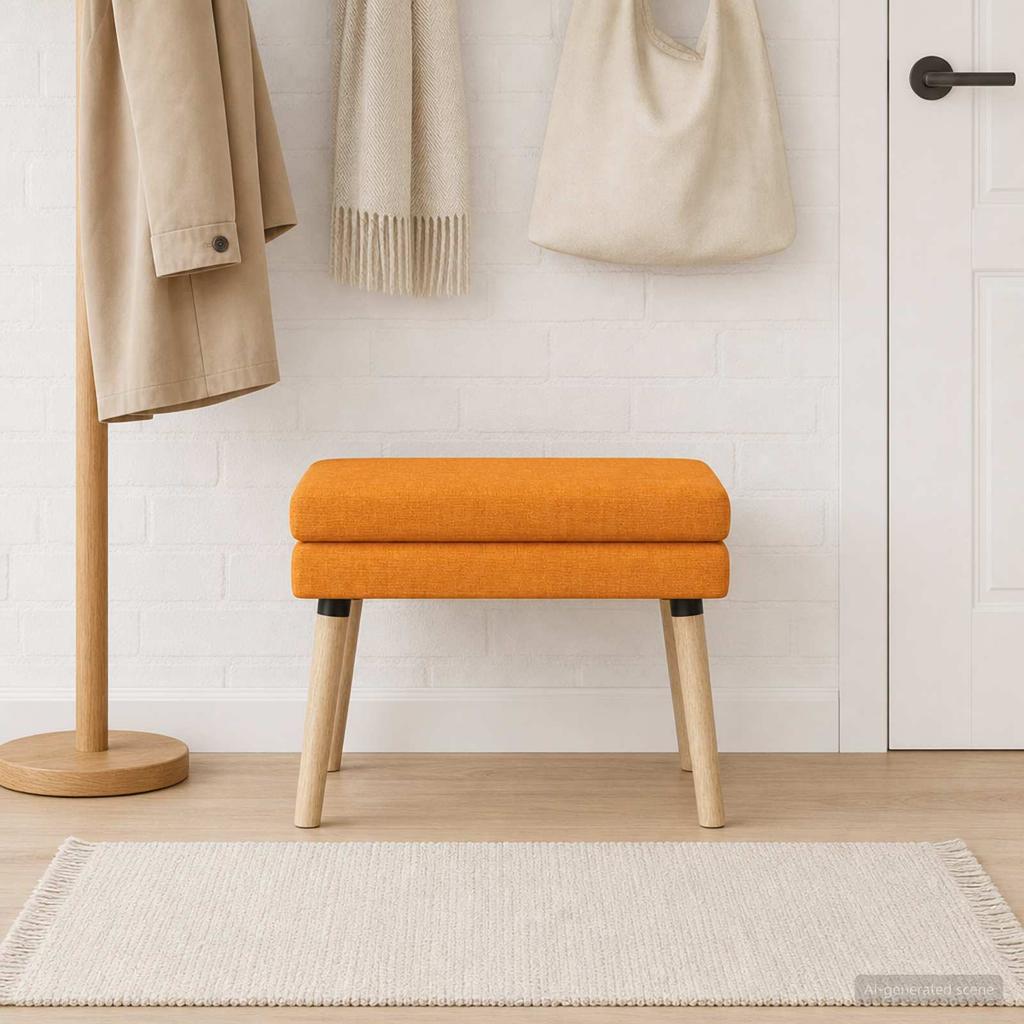 Double Layer Bench Dark Yellow 60 X 40 X 46 Cm Fabric