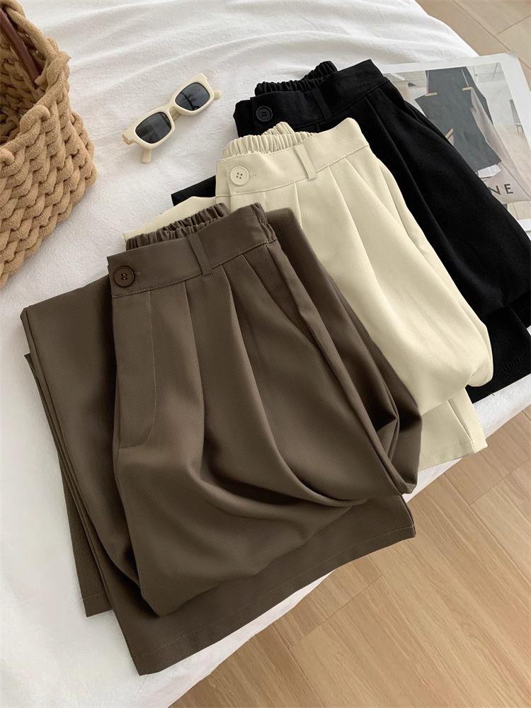 Women's High Waist Wide Leg Suit Pants: Spring/Summer Loose Fit, Straight Cut, Floor-Length Trousers