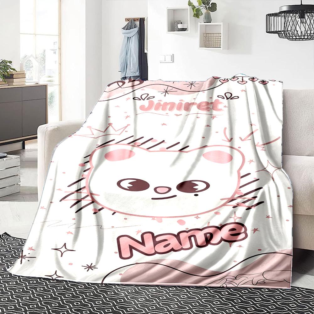 Custom Name Colorful Animal Friends Party Blanket For Couch Bed Plush Cozy Fuzzy Blanket Super Soft Warm Blankets For Fall And Winter 091642