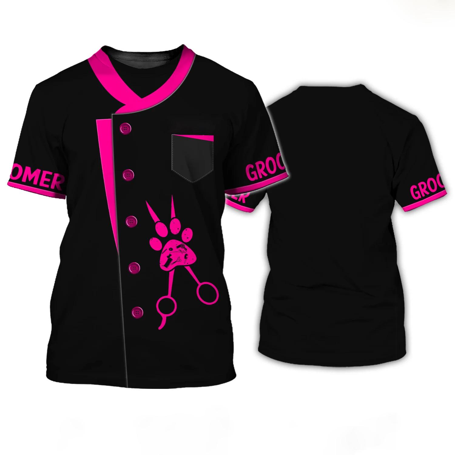 

Футболки для грумеров для собак, кошек, груминга, уличная одежда с 3D принтом, мужская и женская модная футболка большого размера, футболки для косплея, топы, униформа, одежда L