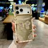 Applicable to Apple 17 electroplated inner diamond mirror mobile phone case iphone12 gilt butterfly bracket protective case square