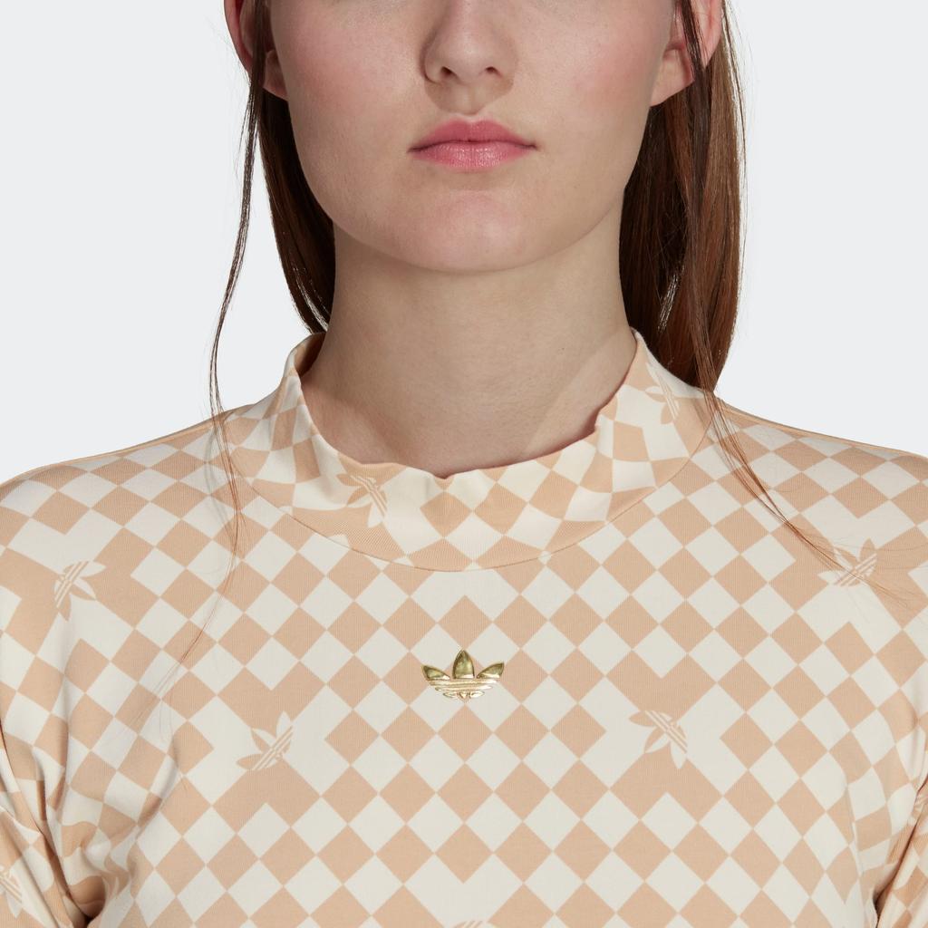 adidas Originals Round Neck Pullover Logo Embroidered Long Sleeve T-Shirt Women Tops Yellow White IA3915