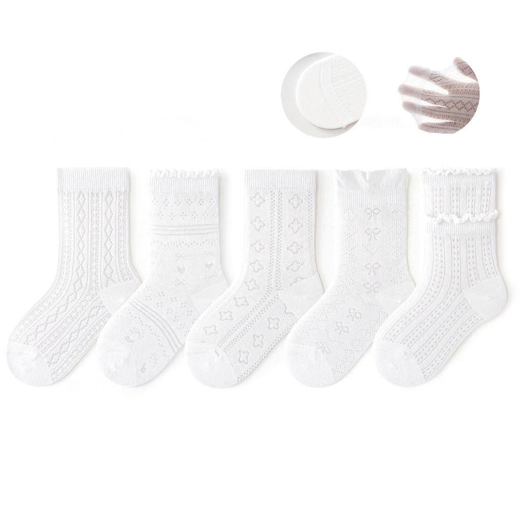 5 Pairs Cotton Childrens Mesh Socks Soft Thin Summer Sock Kids Baby Candy Sock Girls Breathable Flower Casual Cute Socken