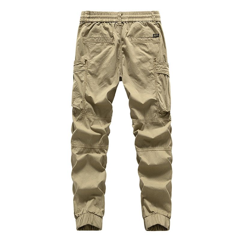 Men's Casual Pants for Spring and Autumn, American-Style Loose Cargo Pants with Multiple Pockets and Jogger Cuffs, Export Surplus with Tags Removed