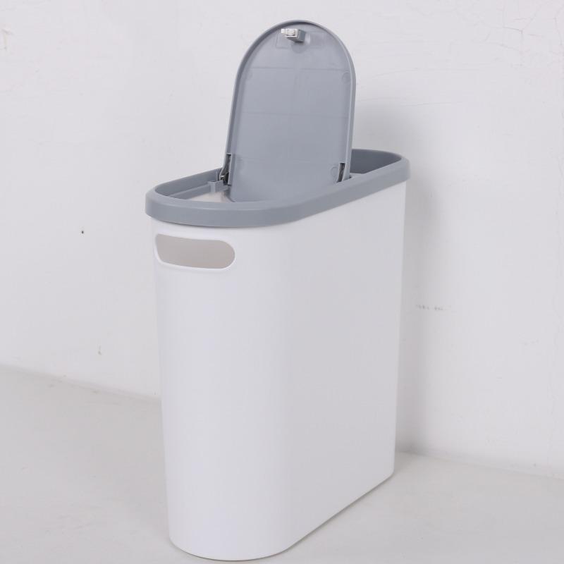 10L Press Can-Type Bathroom Trash Can - Space-Saving Gap Design, Sleek Garbage Bin with Lid - Essential Home Cleaning Tool