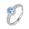 Fashion High Sense Oval Geometric Opening Ring S925 Silver Natural Stone Daily Commuting Simple Light Luxury Ring