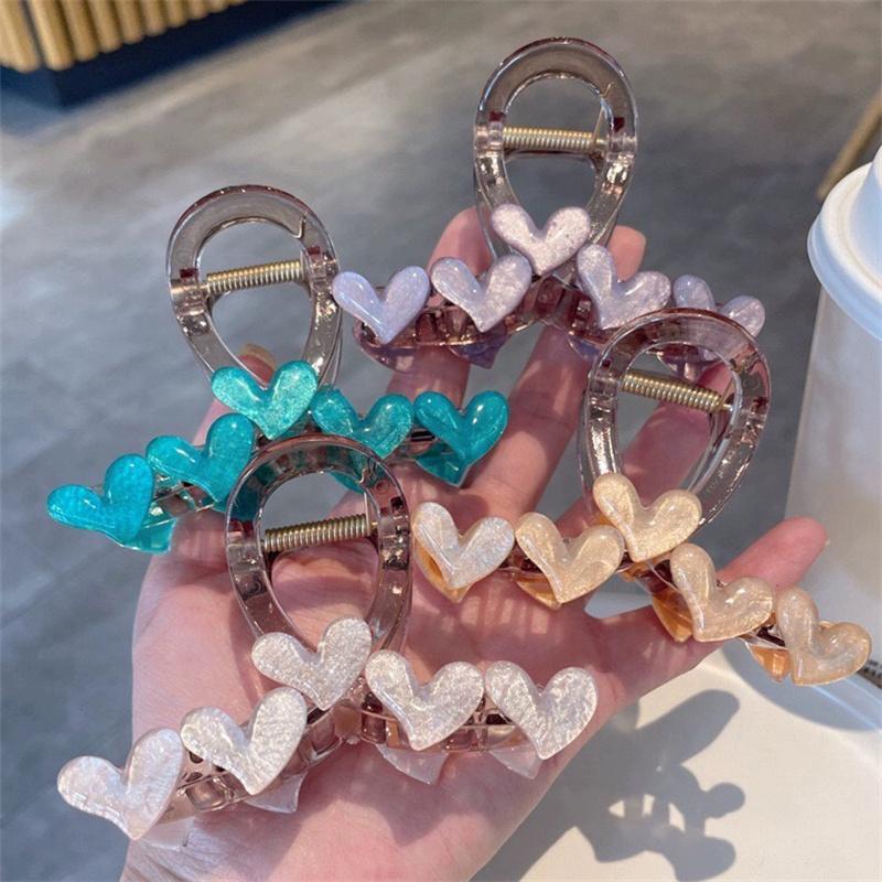 Elegant Sweet Heart Hair Claw For Women Girls Non Slip Strong Shark Clip  Summer Headdress Simple Hair Accessories