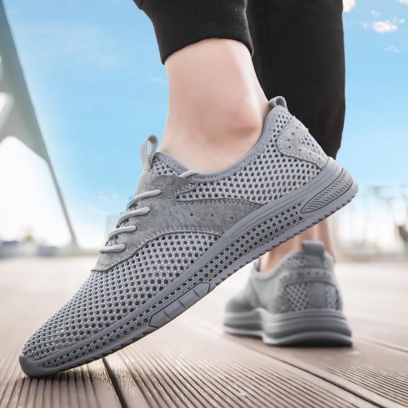 Fashionable Outdoor New Fly Woven Breathable Mesh Shoes Brand Comfortable Lace Up Round Toe Sports and Leisure Low Top Men Shoes