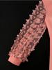 Elegantes Paket Hüftkleid O-Ausschnitt 3D-Blumen-Patchwork Florales Netz Puffärmel Schößchen Kirchenveranstaltung Party Stilvolle Abendanlässe