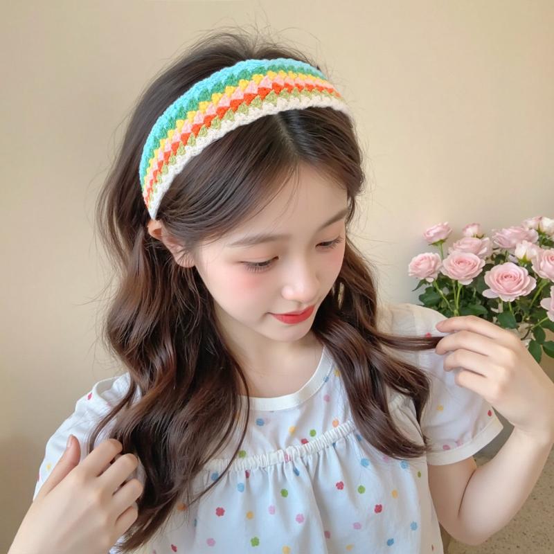 Soft and Comfortable Vintage Knitted Hair Hoops for Girls Daily Accessories