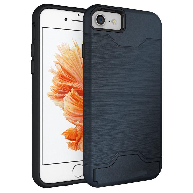 Kickstand Card Pocket Armor Hybrid Cover Case For Iphone X 8 6 6s 7 Iphone8 Plus