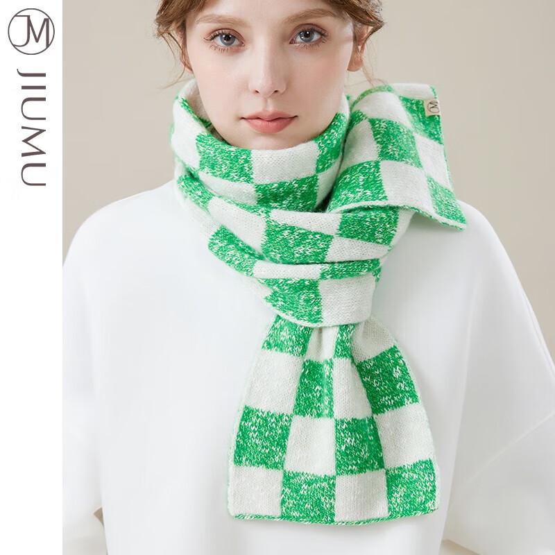 JIUMU Women's Plaid Wool Scarf