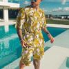 Summer Quick Drying Men's Sports Set 2-Piece 3D Printing Gold Line Black Set European Luxury Style Men's T-shirt+Beach Pants