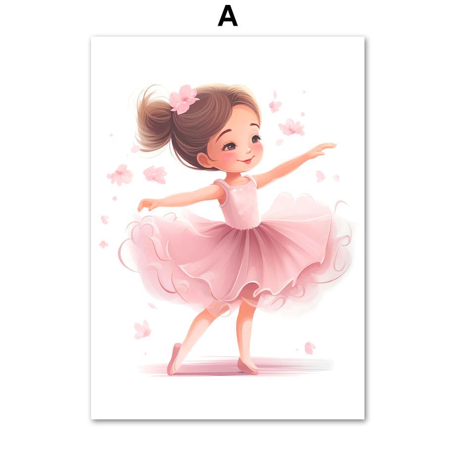 Pink Girl Bowknot Ballet Shoes Name Custom Nursery Wall Art Canvas Painting Posters And Prints Pictures For Baby Kids Room Decor