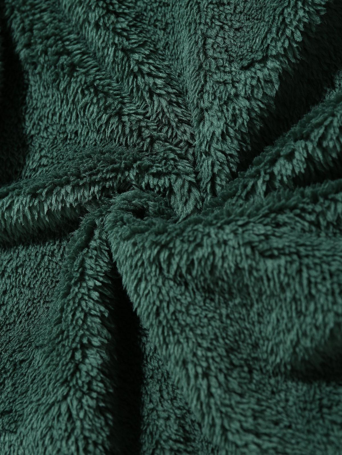 ZAFUL пушистая толстовка с капюшоном и вышитым карманом в виде тигра M глубокий/зелёный — фото 6