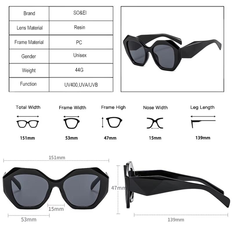 New Polygonal Fashion Sunglasses Retro Large Frame UV400 Protection Outdoor Skiing Gafas De Sol Hombre