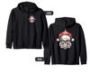Skeleton with Red Christmas Hat and Holly Berry Beard Zip Hoodie