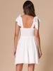 Allegra K Women's Square Neck Tank Casual Dress, Sleeveless Smock Dress, White, Size M