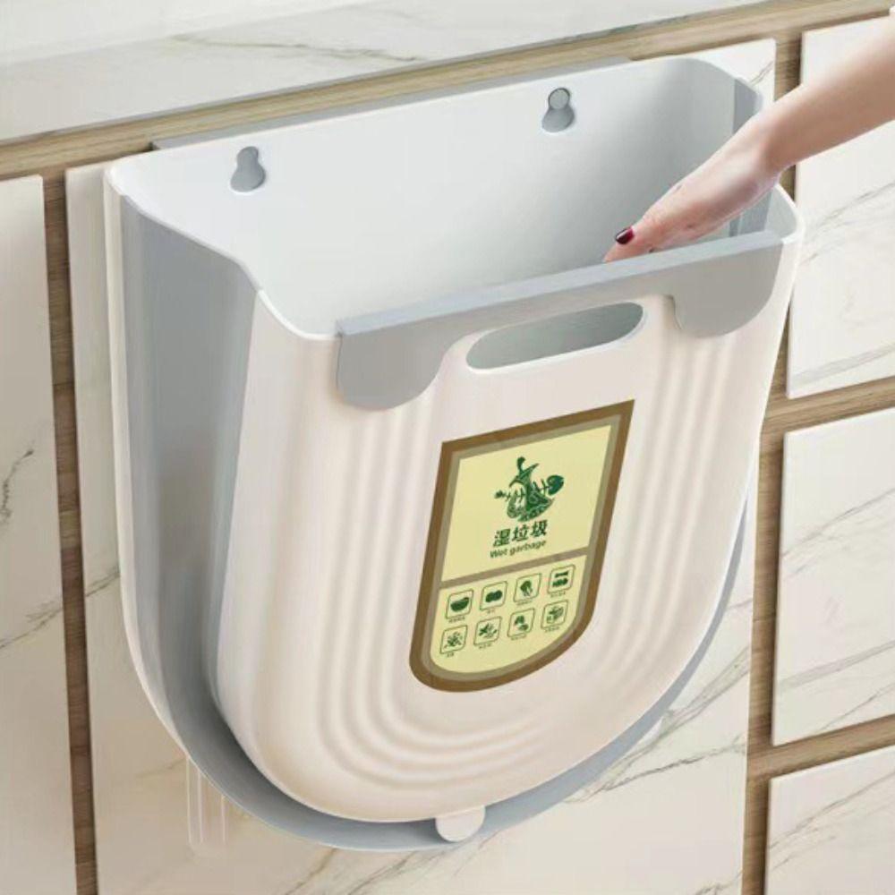 2PCS Collapsible Kitchen Cabinet Waste Bin 6/10 L Garbage Box Hanging Kitchen Trash Can  Study