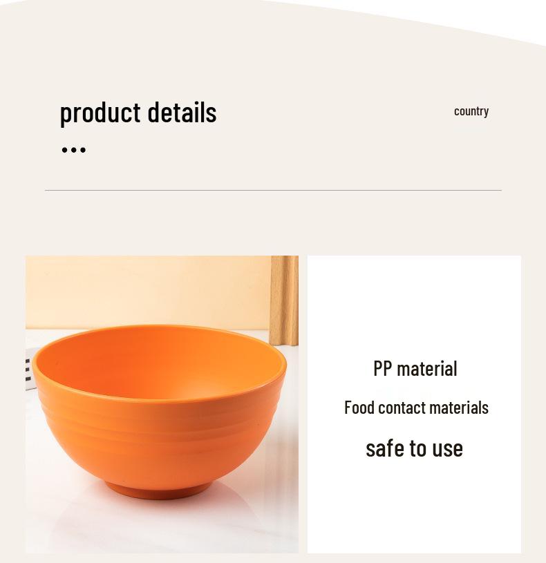 Cross-border PP Plastic Bowl Set - Multi-purpose for Dormitory: Includes Water, Fruit, Salad, Noodle, Soup, and Rice Bowls. Large Size.