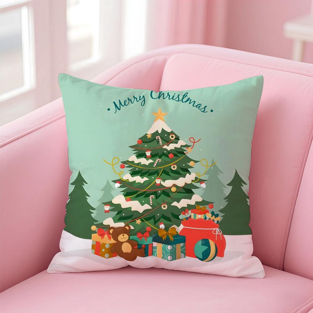 Christmas Tree Funy Abstract Art Cushion Cover Linen Pillowcase Cover Soft Decor for Sofa Home Room