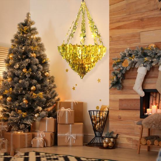 Iridescent Chandelier Hanging Decoration Shiny Clear Foil Ceiling Ornament for Bridal