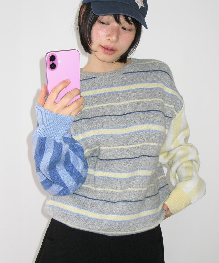 RONRON Multi Stripe Oversized Knit Gray
