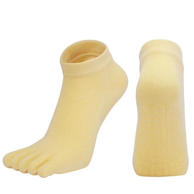 Anti-Slip Women Pilates Socks Five Toe Silicone Non-Slip Yoga Socks Breathable Ballet Dance Ladies Fitness Sports Cotton Sock