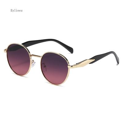 Ins Vintage Round Punk Sunglasses Women Fashion  Gradient Shades Eyeglasses Men Trending Metal Sun Glasses UV400