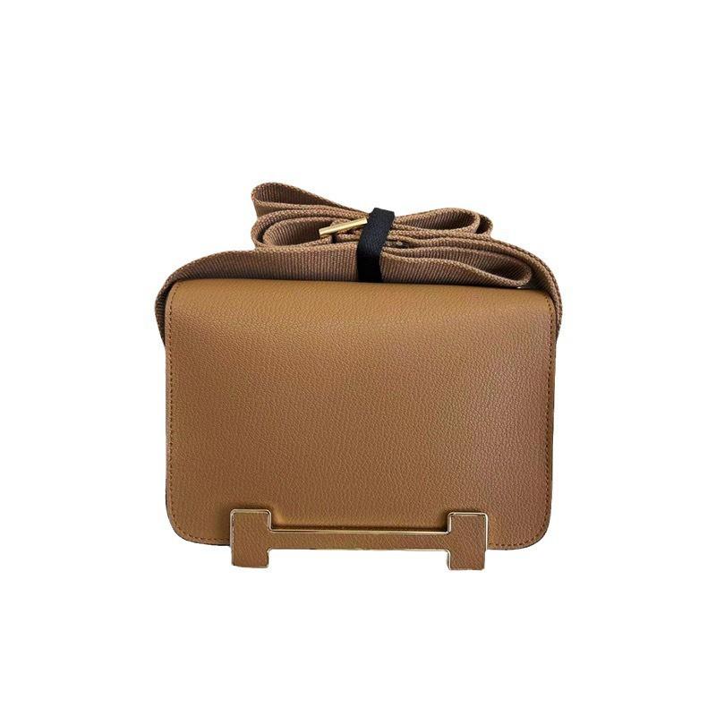 Leather Crossbody Bag Small Square Retro Style Lock Accent Daily Use