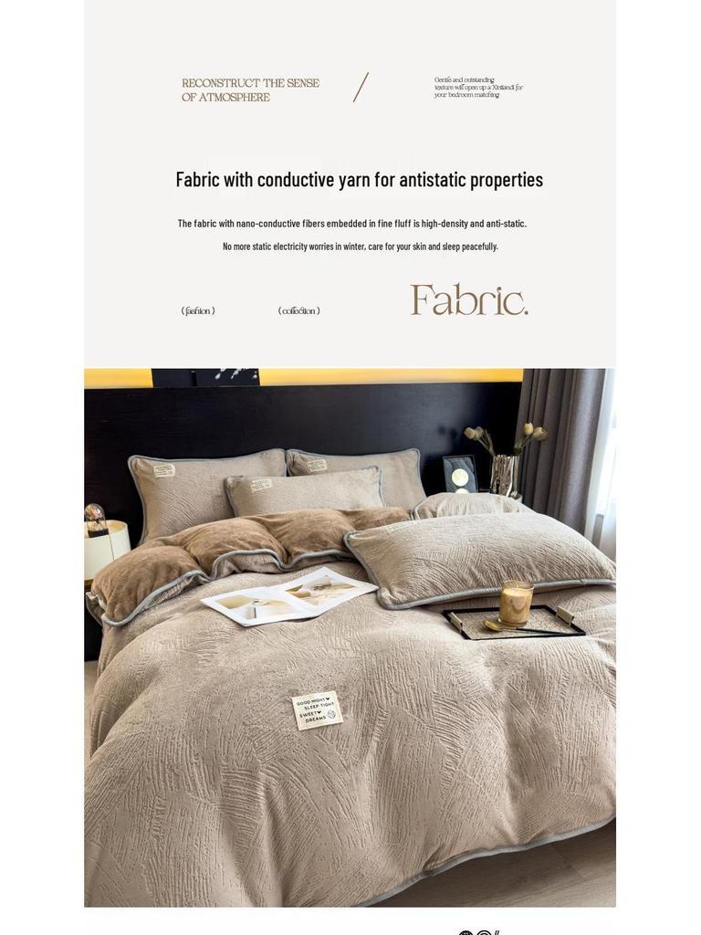 Ultra-Warm Double-Sided Coral Fleece Winter Bedding Set: Soft Velvet, Anti-Static, Includes Duvet Cover & Bed Sheet