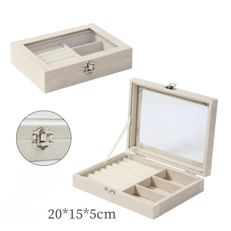Premium Large Capacity Jewelry Box Flannel Jewelry Box Ring Necklace Jewelry Earrings Storage Box