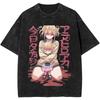Stylish Vintage Washed Black My Hero Academia Himiko Toga Anime Graphic Print Cotton Short-Sleeve Print T-shirt