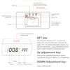 Sveglia digitale in legno con ricarica wireless 3 allarmi Display a LED Controllo audio per camera da letto