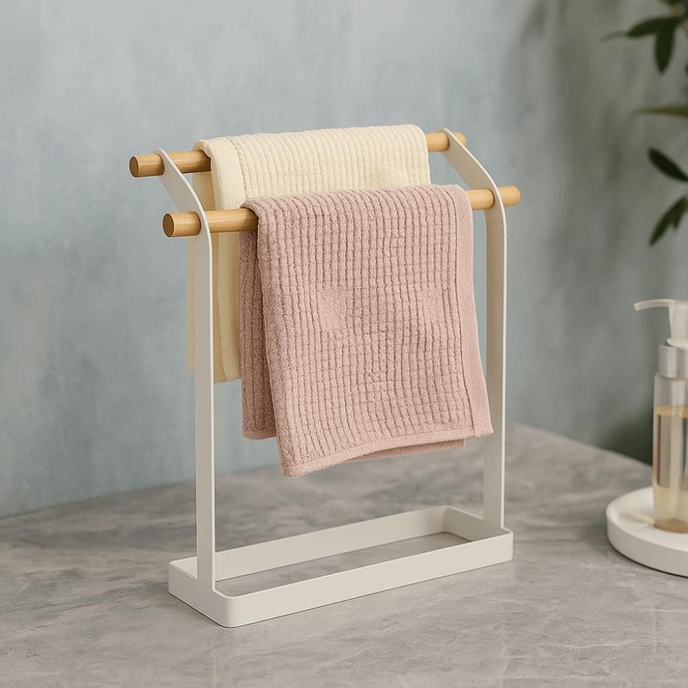 Double Bar Vertical Towel Holder Stable Washcloth Dishcloth Hanger Towel Drying Rack  for Home