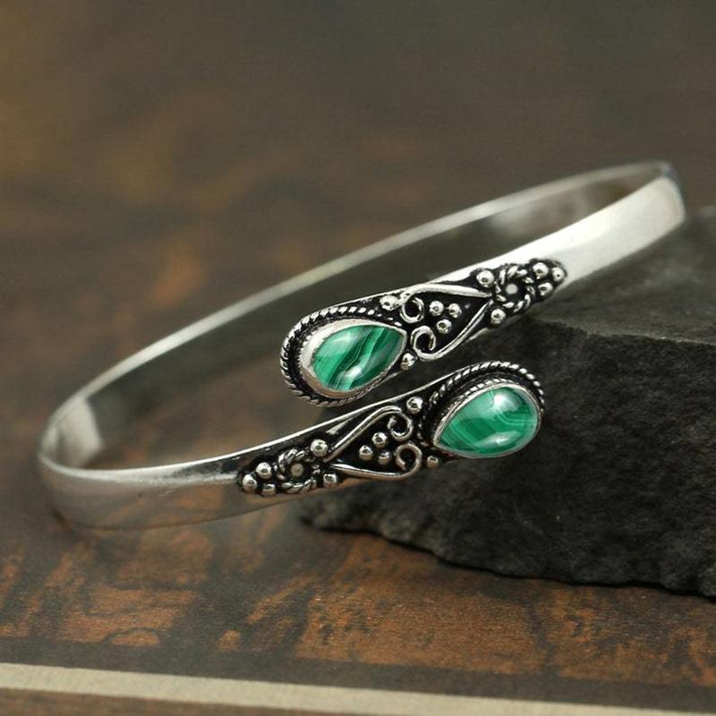 

Винтажный этнический стиль, инкрустированный имитацией натурального камня, браслет, элегантный открытый регулируемый браслет, женские украшения для вечеринки