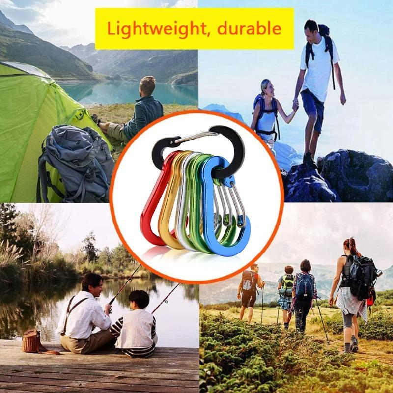 5 stuks Karabijnhaak Aluminiumlegering Sleutelhanger Slot Gesp Snap D-Ring Clip Outdoor Rugzak Kamperen Multitool Vissen Wandelen Haak