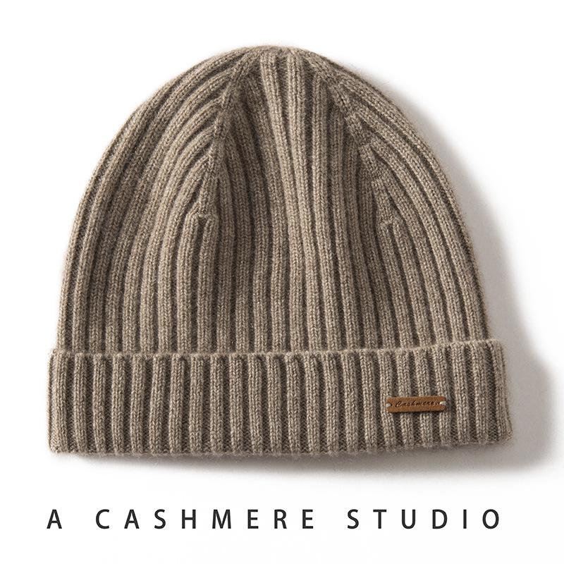 Unisex Thickened Ribbed Knit Cashmere Beanie - Autumn/Winter Style One Size фиолетовый