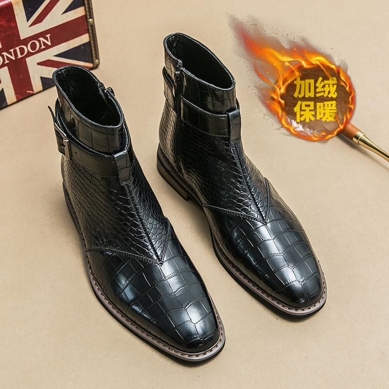

Ботинки мартин мужские весенне-осенние в британском стиле, высокие, повседневные, кожаные, с острым носком, на флисе, хлопковые, кожаные ботинки, короткие ботинки 38 чёрный