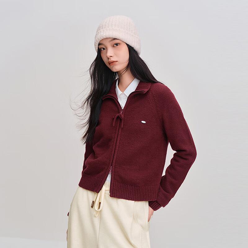 Ledin Women's Bowknot Zipper Cardigan Sweater