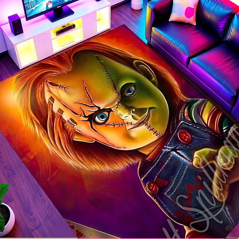 Bride of Chucky Print Rug, Washable Floor Carpet, For Entryway Dorm Laundry Room Office Study, Home Decor Birthday Christmas Gift